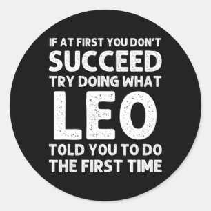 Leo Gift Name Personalised Birthday Funny Christma Classic Round Sticker
