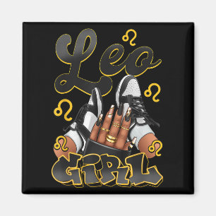 Leo Girl Birthday Afro Queen Sneakers Zodiac Sign  Magnet