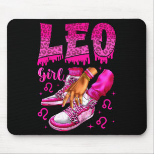 Leo Girl Birthday Black Women Sneakers Zodiac Bday Mouse Pad