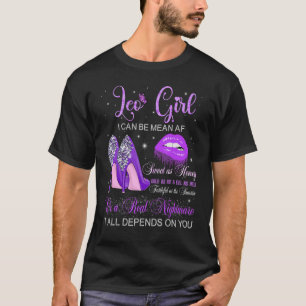 Leo Girl Birthday High Heels Dripping Lips Butterf T-Shirt
