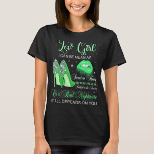 Leo Girl Birthday High Heels Dripping Lips Butterf T-Shirt