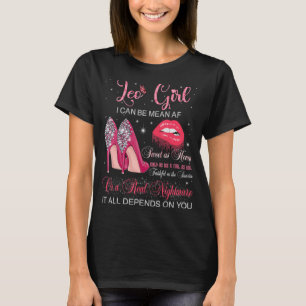 Leo Girl Birthday Zodiac Red High Heels Dripping L T-Shirt