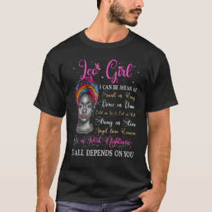 Leo Girl Black Queen Zodiac Birthday Afro Natural T-Shirt