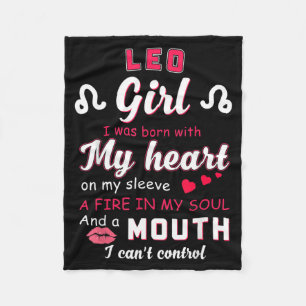 Leo Girl Funny Quote With Zodiac Sign Birthday Fleece Blanket