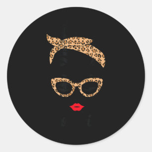 Leo Girl Leopard Bandanna July Zodiac Sign Birthda Classic Round Sticker