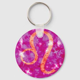 Leo glitter and stars sparkly key chain