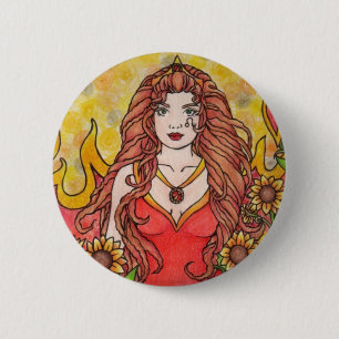 Leo Goddess 6 Cm Round Badge