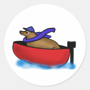 Leo Goes Boating Classic Round Sticker