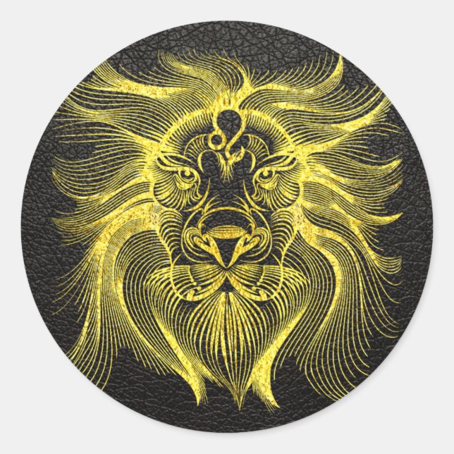 Leo Gold on Leather Classic Round Sticker (Front)