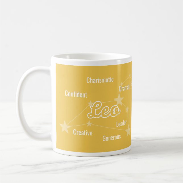 Leo Golden Watercolour Astrology Zodiac Sign Mug (Left)