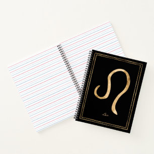 Leo hammered gold stylised astrology symbol notebo notebook