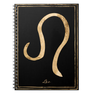Leo hammered gold stylised astrology symbol notebook