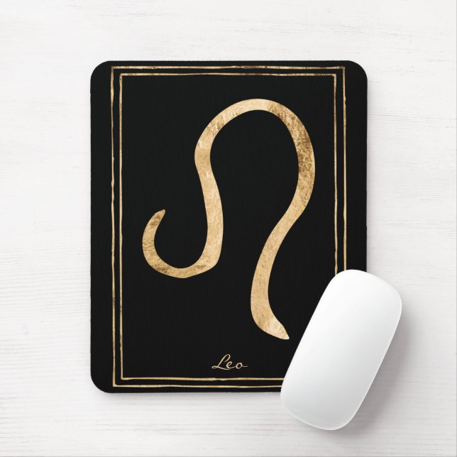 Leo hammered gold stylised astrology zodiac mouse pad (With Mouse)