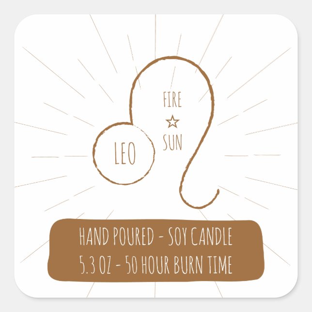 Leo hand Poured Soy Candle Label (Front)