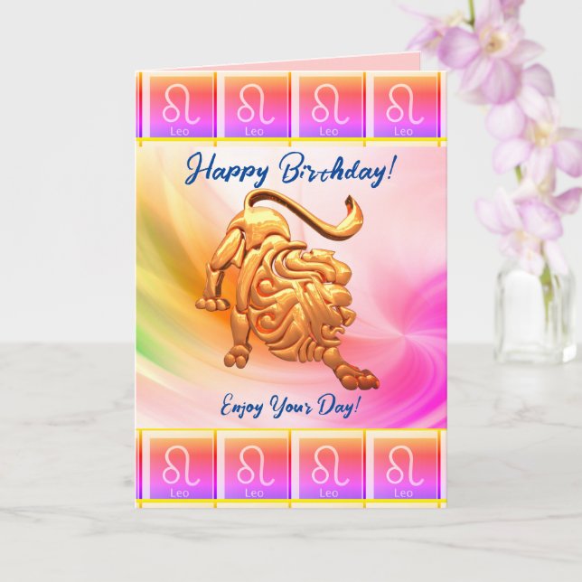 Leo - Happy Birthday  Card (Orchid)