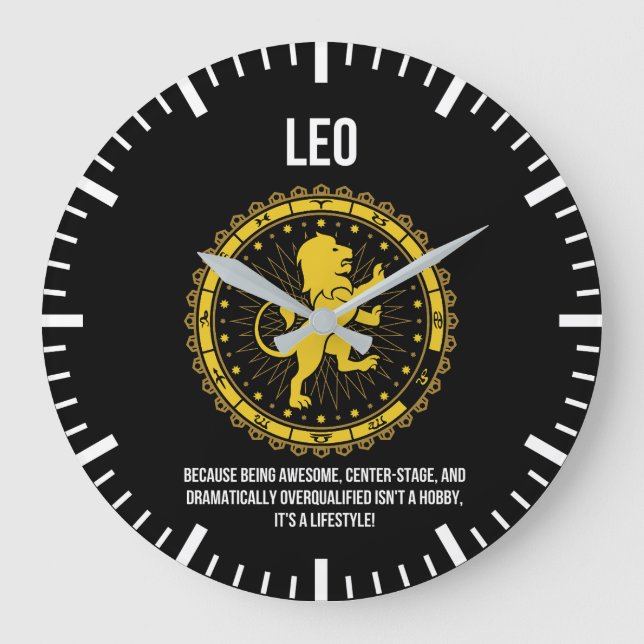 Leo - Horoscope, Funny Zodiac Sign Humour Large Clock (Front)