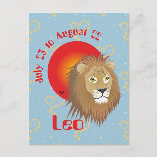 Leo July 23 to August 22 Postcard (Front)