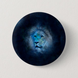 leo lion 6 cm round badge