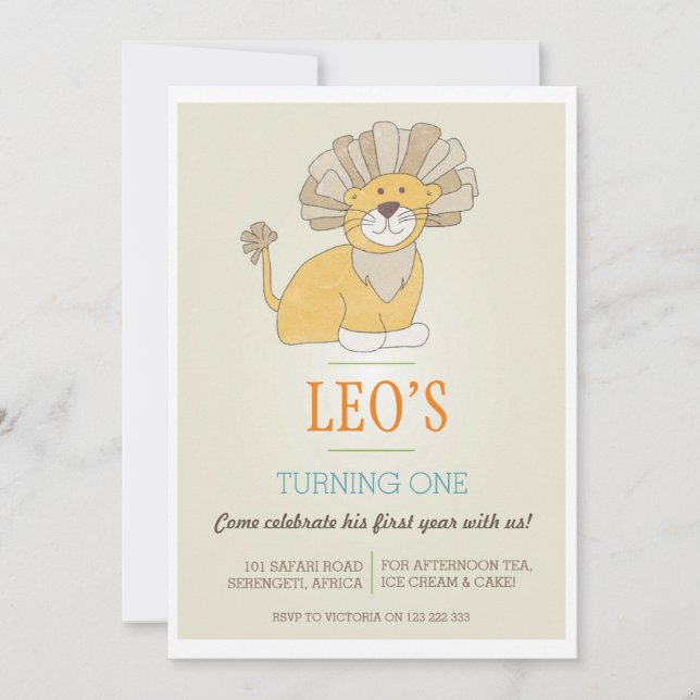 Leo Lion Birthday Invitation (Front)