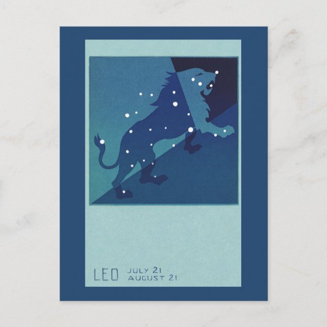 Leo Lion Constellation Vintage Zodiac Astrology Postcard (Front)
