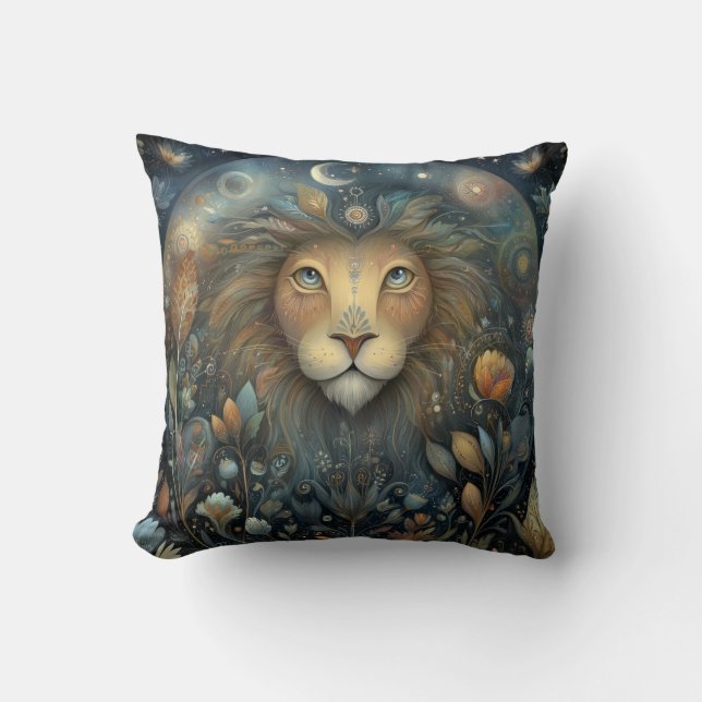 Leo Lion Zodiac Astrology Mystical Birthday Cushion (Front)
