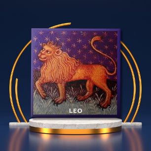 Leo Lion Zodiac Sign Horoscope Birthday Party Ceramic Tile