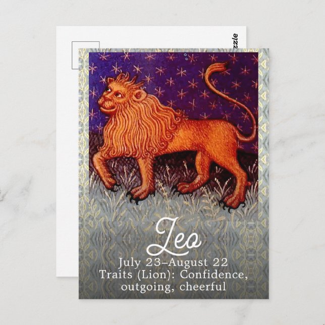 Leo Lion Zodiac Sign Horoscope Birthday Party Postcard (Front/Back)