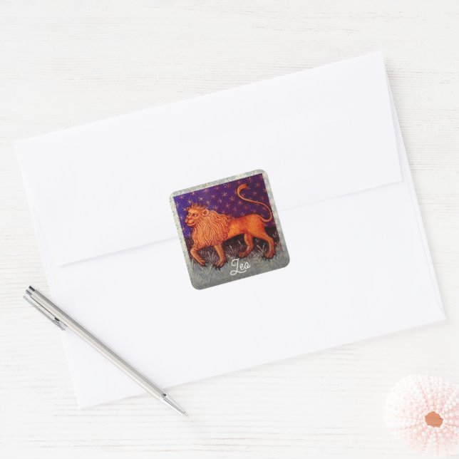 Leo Lion Zodiac Sign Horoscope Birthday Party Square Sticker (Envelope)