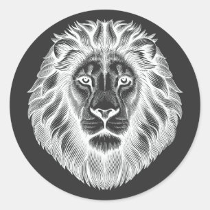 Leo Lions Head Zodiac Art Ink illustration Classic Round Sticker