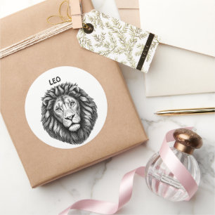 Leo Lions Head Zodiac Art Ink illustration  Classic Round Sticker