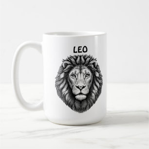 Leo Lions Head Zodiac Art Ink illustration Coffee Mug