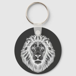 Leo Lions Head Zodiac Art Ink illustration Key Ring