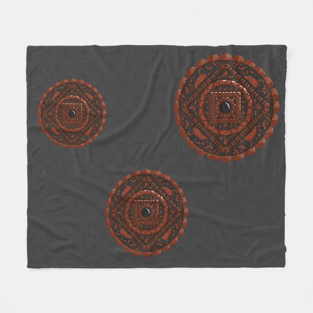Leo Mandala Fleece Blanket (Front (Horizontal))