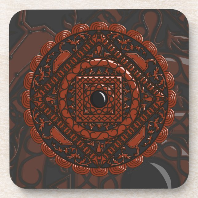Leo Mandala Square Coaster (Front)