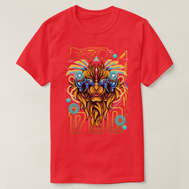 Leo Mechanical Lion Horoscope Zodiac Sign T-Shirt (Design Front)