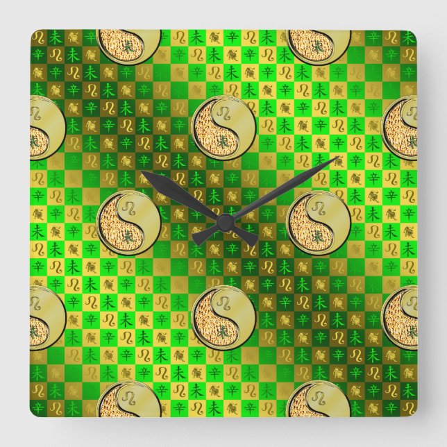 Leo & Metal Goat Square Wall Clock (Front)