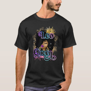 Leo Queen African American Woman July August Birth T-Shirt