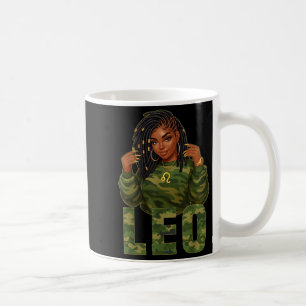 Leo Queen Locd Black Woman Camo Zodiac Sign Coffee Mug