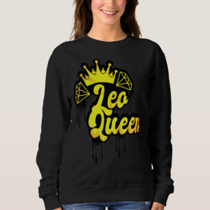 Leo Queen Zodiac Sign Dripping Crown Horoscope Ast Sweatshirt