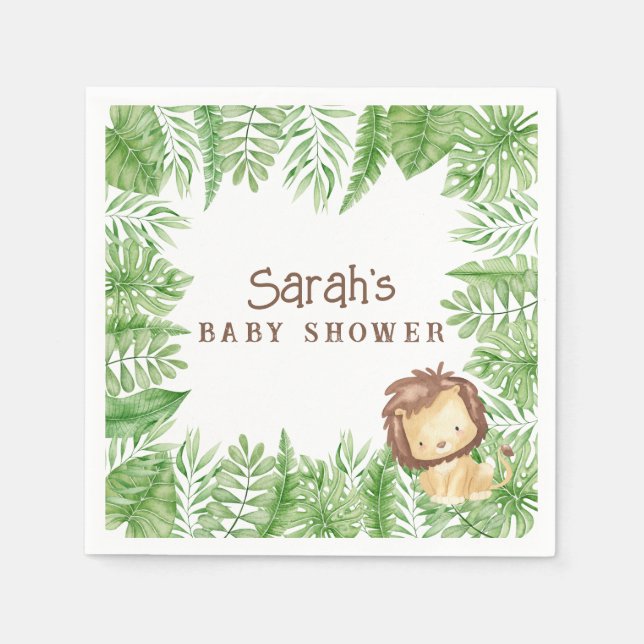 Leo Safari Baby Shower Napkins (Front)