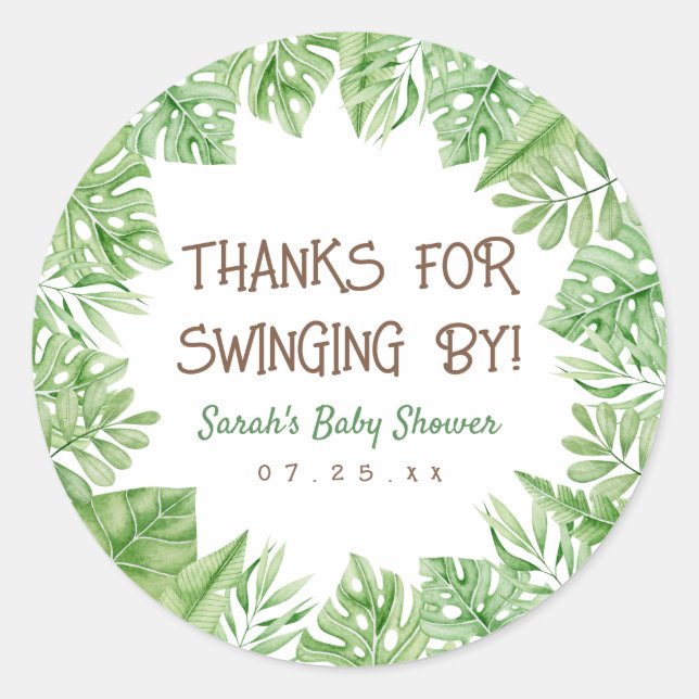 Leo Safari Baby Shower Stickers (Front)