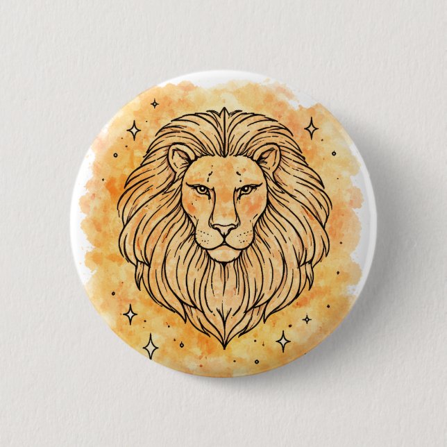 Leo Sign 6 Cm Round Badge (Front)