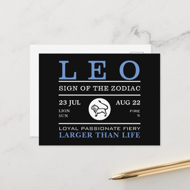 Leo Sign of the Zodiac, Astrological Postcard (Front/Back In Situ)