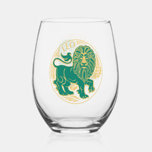 Leo Sign of the Zodiac Stemless Wine Glass