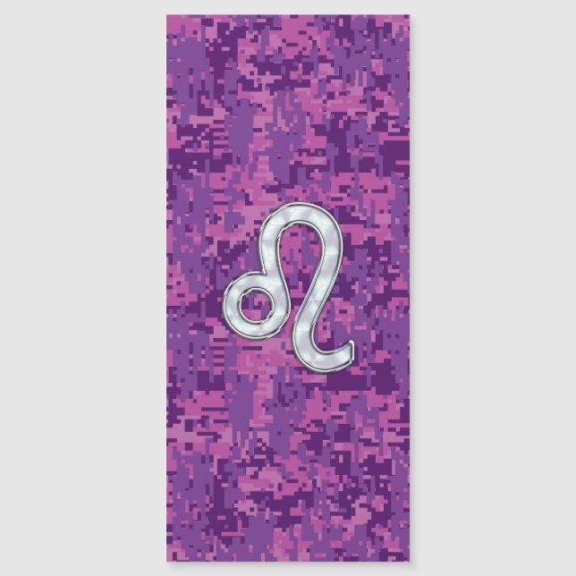 Leo Sign on Girly Pink Fuchsia Digital Camo (Front)