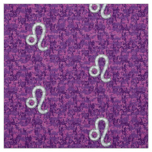 Leo Sign on Girly Pink Fuchsia Digital Camo Fabric