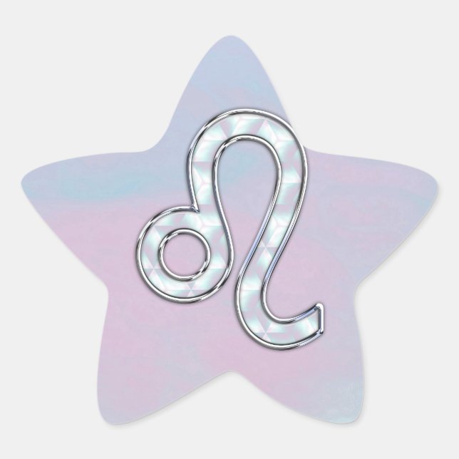 Leo Sign on Pastels Nacre Mother of Pearl Style Star Sticker (Front)