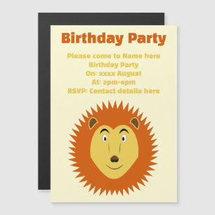 Leo Star Sign Lion Birthday Party Magnetic Invitation