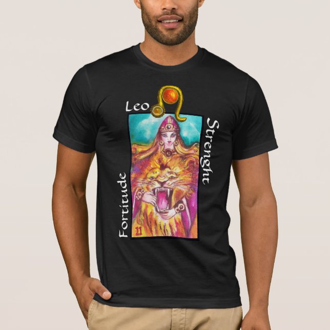 LEO,STRENGHT TAROT ASTROLOGY ZODIAC BIRTHDAY SIGN T-Shirt (Front)