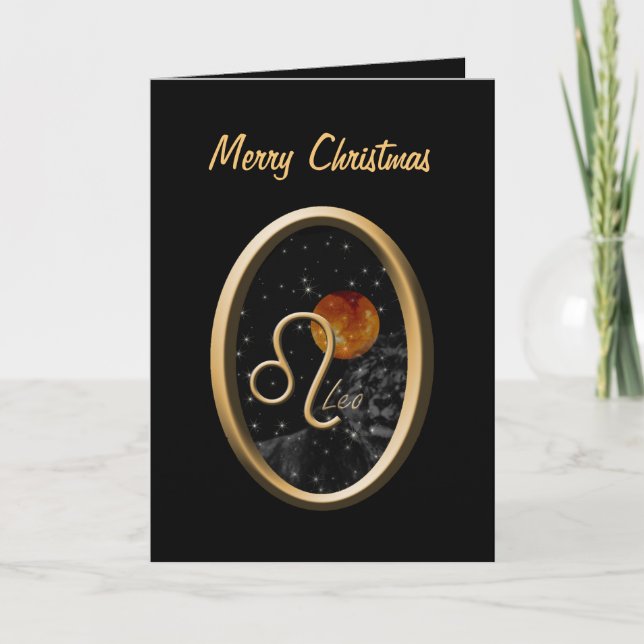 Leo Sun Lion Zodiac Christmas Greeting Card (Front)